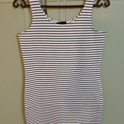 DeFacto women's striped dress XL like new, black and white with wide straps