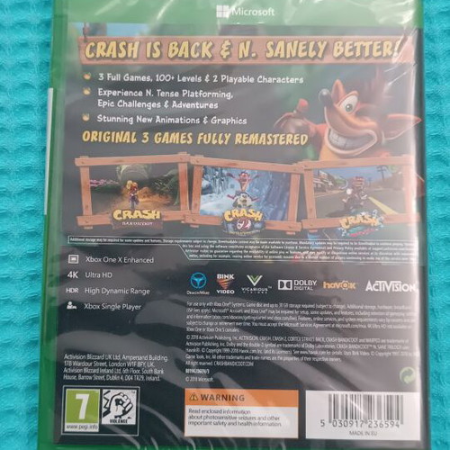 Crash Bandicoot N. Sane Trilogy Xbox One game new