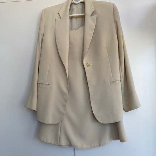 Vintage Y2K cream beige skirt suit set, mermaid style