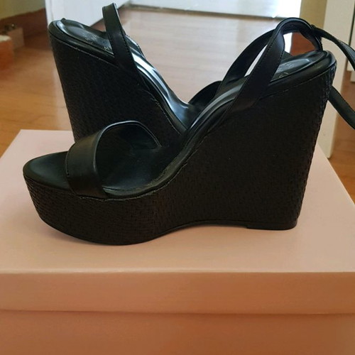 Tsakiris Mallas black leather platform shoes new size 39