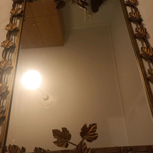 Console with mirror used, gold shade, frosted glass top