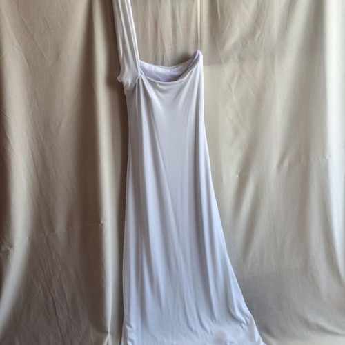 Halston Heritage Small Ivory Satin One Shoulder Maxi Dress like new