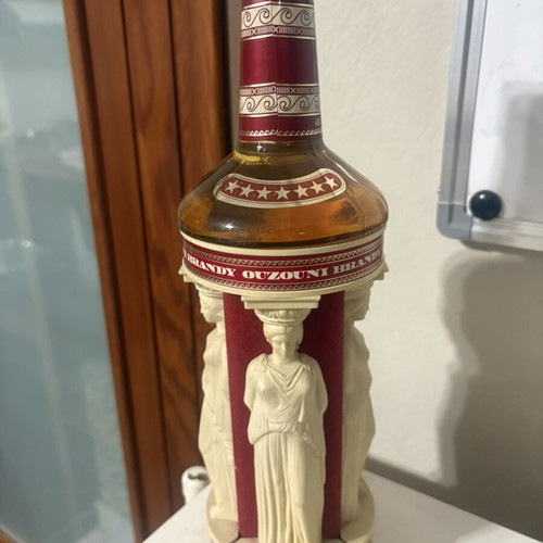 Brandy Ouzouni 7 Stars vintage bottle used, collectible from 1970s