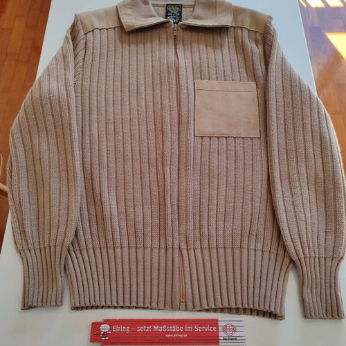 Vintage St. Michael cardigan medium beige acrylic with suede details like new