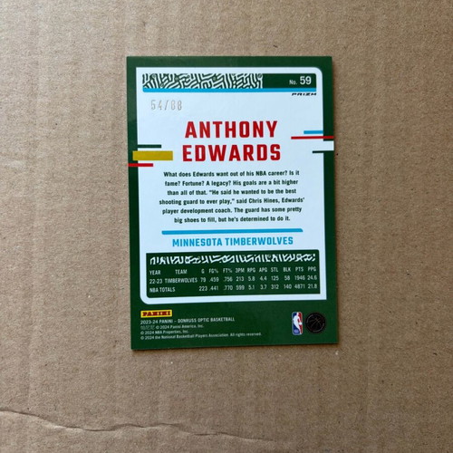 Panini Donruss Optic Anthony Edwards like new