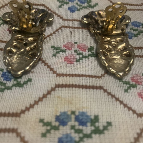 Art Deco dress clips pair 1930s with white rhinestones