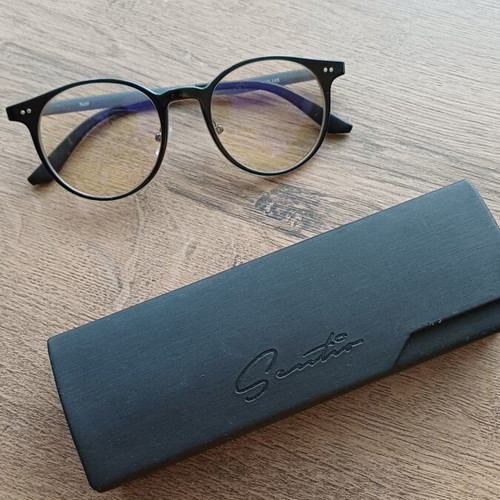 Blue Light Glasses used with case, black frame