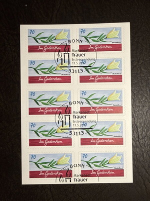 Im Gedenken Germany Stamp Block 6 New 2017