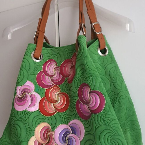 Genuine leather bag new, colorful, hand-painted design, handheld