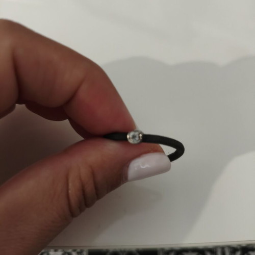 Elastic ring with silver element and rhinestones minimal, like new