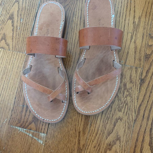 Olgianna Mellissinos leather sandals used, brown, size 39