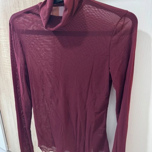 Shein burgundy transparent top size S new
