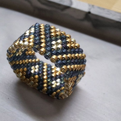 Ring with Premium Miyuki Glass Beads from Japan, New