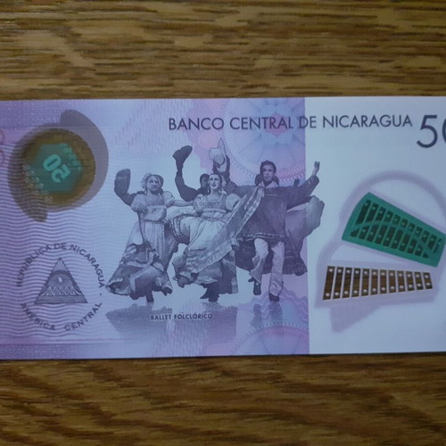Nicaragua 50 Cordobas 2014 polymer banknote new