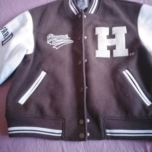 Pull & Bear college jacket used, brown and white, size L