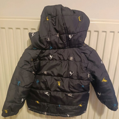 Boys jacket 12-18 months like new, dark blue with skier print