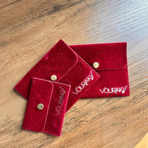 Vourakis velvet pouches pack of 3, burgundy, new