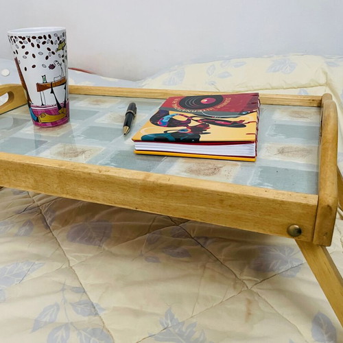 Wooden bed tray with folding legs like new