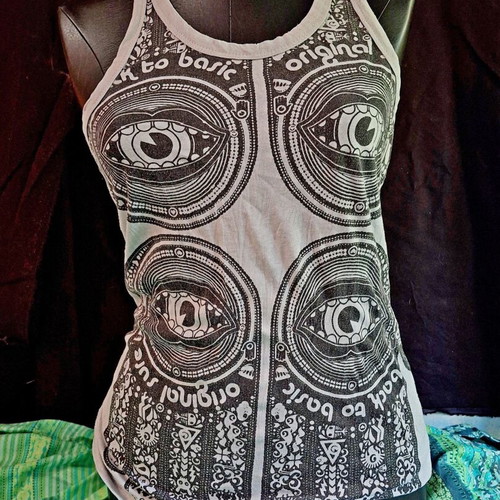 Sure Design Buddha Hands sleeveless top size S like new, cotton