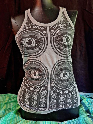 Sure Design Buddha Hands sleeveless top size S like new, cotton