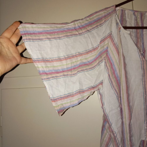 Linen blouse with silver details used, sizes M-XL, white multicolor