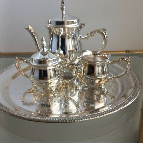 Silver-plated miniature tea set new in its box