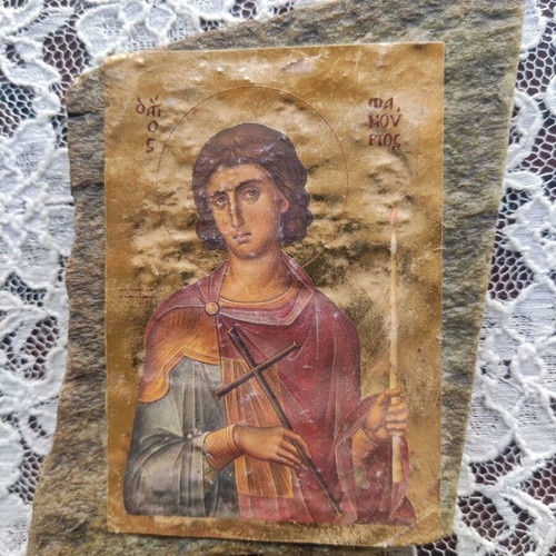 Stone icon of Saint Fanourios like new