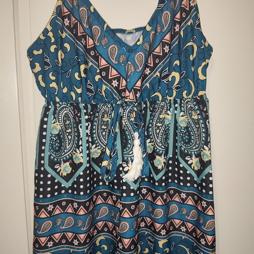Shein Boho Maxi Dress with Thin Straps and Boho Print, XS