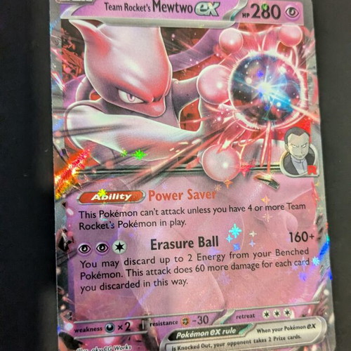 Team Rocket's Mewtwo ex Pokémon card like new, Double Rare
