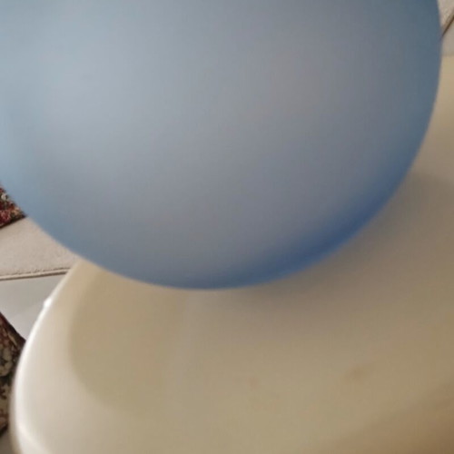 Matte colored glass sphere vase like new, sea gray blue