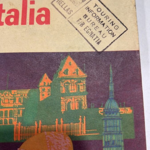 Italy travel map 1967 used, Shell touring