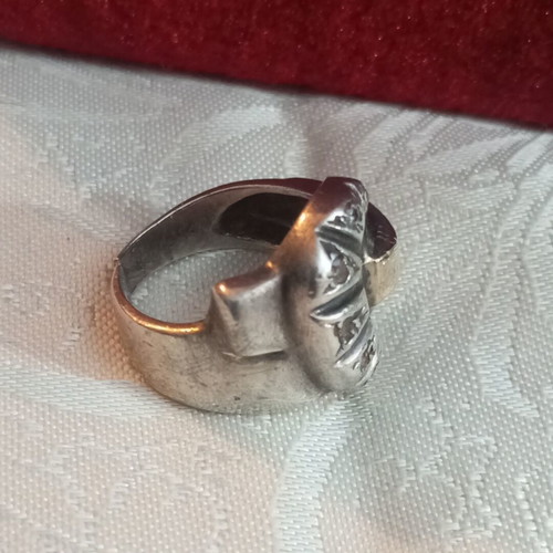 Silver-gold ring 950 585 with diamonds used