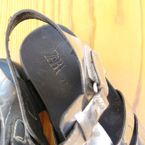 Silver Zara girls sandals size 27 like new