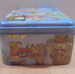 TDK old metal audio cassette storage box used