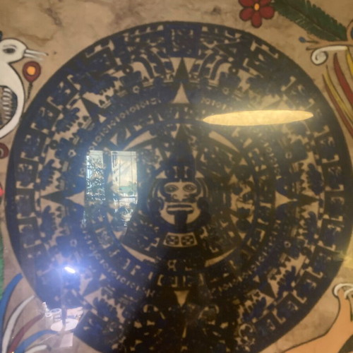 Piedra del Sol Aztec Sun Stone papyrus replica like new