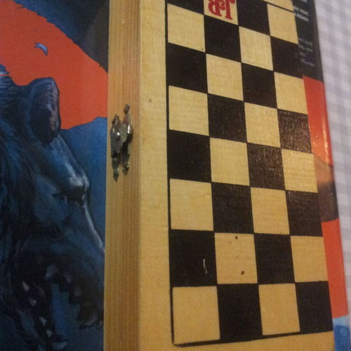Mini backgammon and chess wooden used