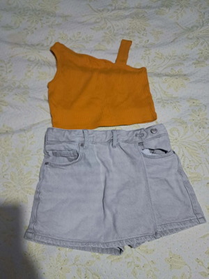 Zara denim shorts and top set like new for 11-12 years old