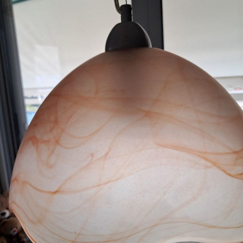 Glass ceiling light like new, earth tone caramel color