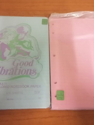 Vintage Good Vibrations Westab colored notebook paper set 1970s