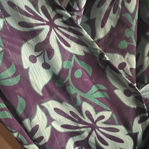 Vassia Kostara kimono like new, blue purple shades, wide sleeve