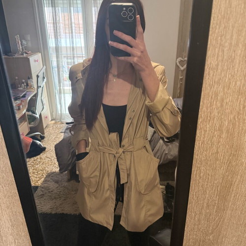 Short gabardine new with detachable hood beige M/L