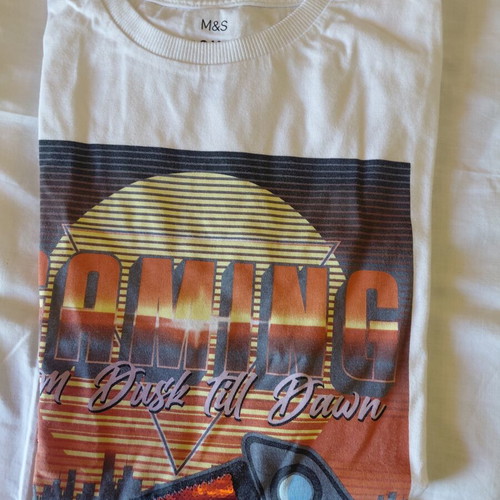 M&S game t shirt like new, size 12-13 years, white
