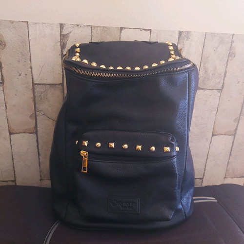 Remonte Black Leather Backpack Like New with Gold Studs