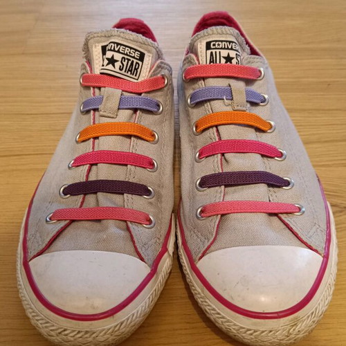 All Star athletic shoes used gray with colorful laces size 38.5 Converse