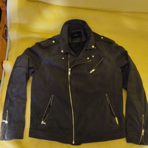 Zara gray leather motorcycle jacket like new, XL
