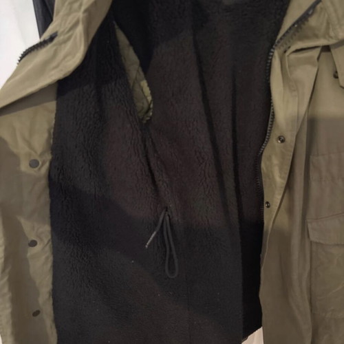 Replay long jacket with hood and fur lining, size S