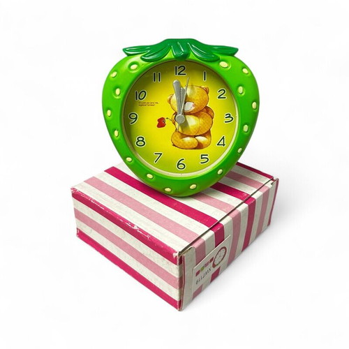 Alarm clock new, strawberry shape with teddy bear design