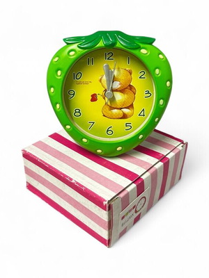 Alarm clock new, strawberry shape with teddy bear design