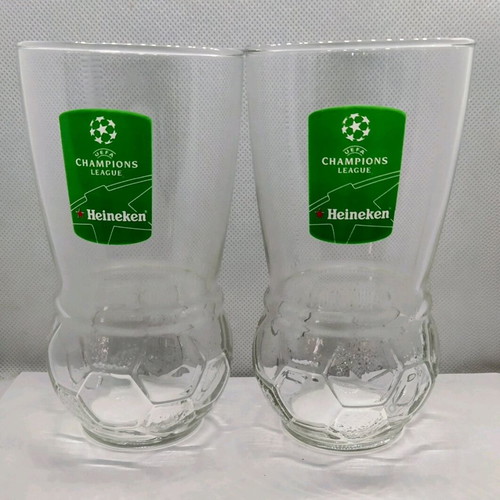 Heineken beer glasses collectible UEFA Champions League special edition, new, set of 2