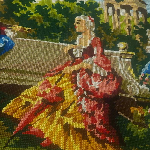 Handmade embroidered frame fully filled, dimensions 105x50